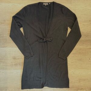 Repeat Cashmere Open Front with tie Long Sweater Black Womens size L EU 42